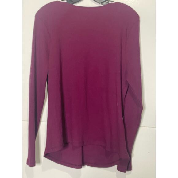 Old Navy T Shirt Women's Plus Size 2X Winter Wine Long Sleeve Slim Cinched Rib - Picture 8 of 8